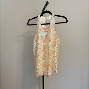 Milly Iridescent Sequin Marie Halter Top Pearl Pink Size 10